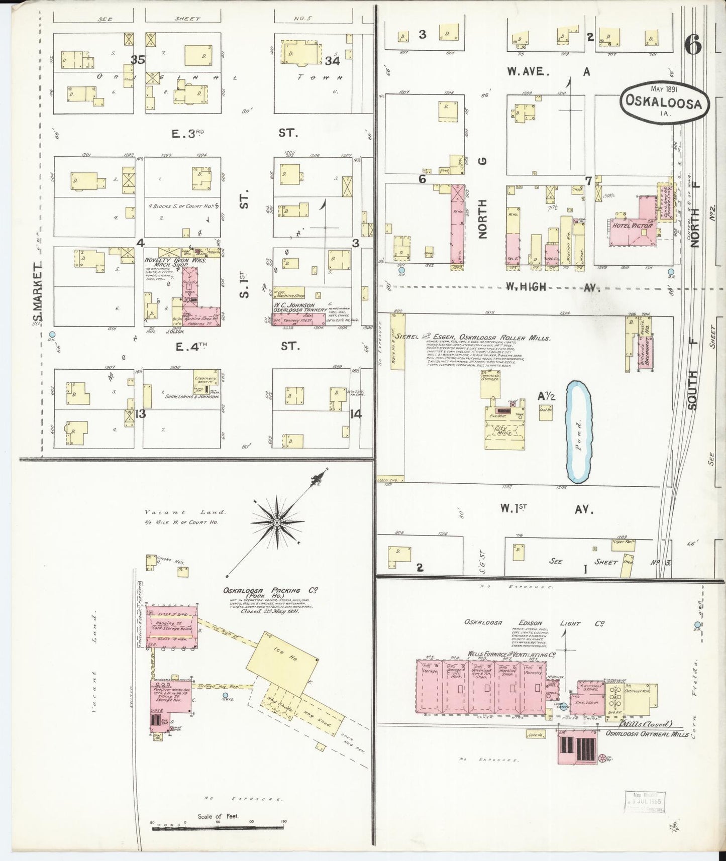 Sanborn Fire Insurance Map from Oskaloosa, Mahaska County, Iowa (1891), Sheet #0006 - Historic Sanborn Fire Insurance Map Print