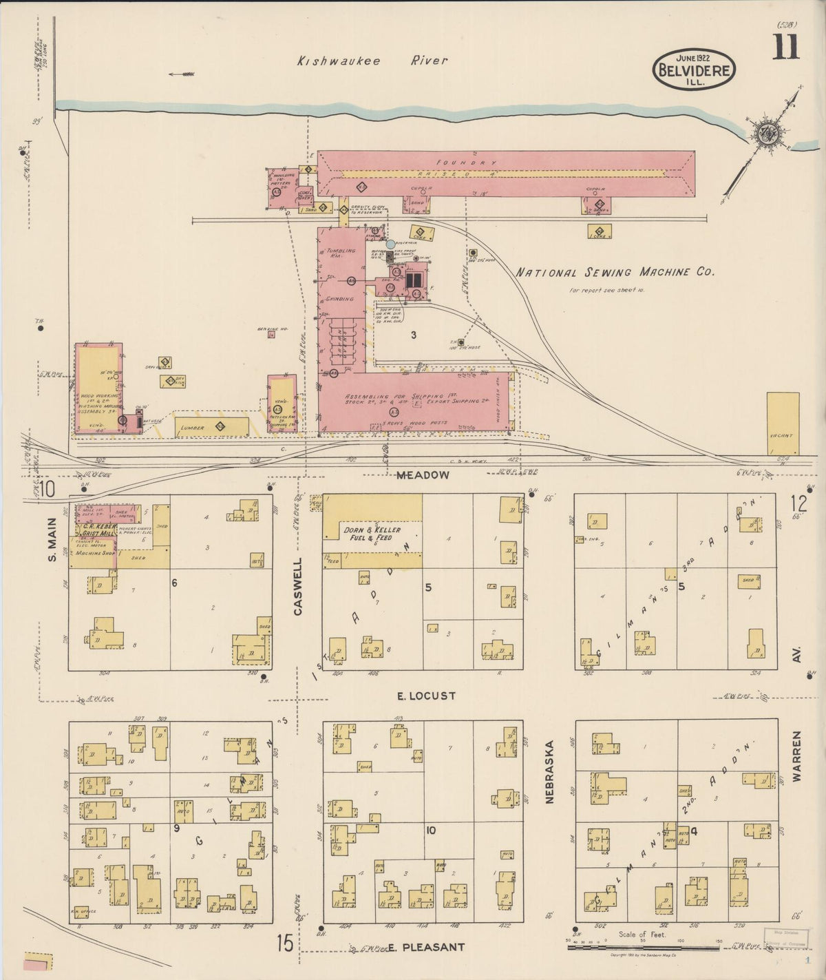 Sanborn Fire Insurance Map from Belvidere, Boone County, Illinois (1922), Sheet #0011 - Complete Map Set gallery image, historic Sanborn map, vintage wall art, Illinois Illinois