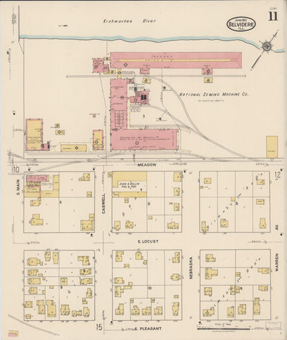 Sanborn Fire Insurance Map from Belvidere, Boone County, Illinois (1922), Sheet #0011 - Complete Map Set gallery image, historic Sanborn map, vintage wall art, Illinois Illinois