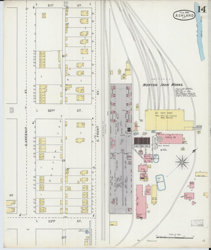 Sanborn Fire Insurance Map from Ashland, Boyd County, Kentucky (1895), Sheet #0014 - Complete Map Set gallery image, historic Sanborn map, vintage wall art, Kentucky Kentucky