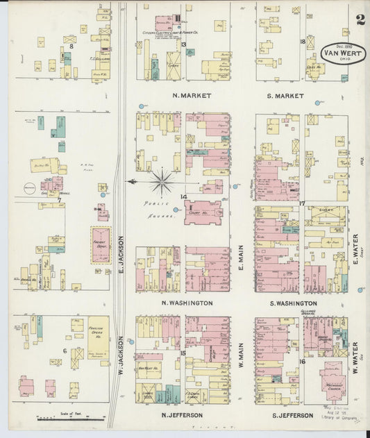 Sanborn Fire Insurance Map from Van Wert, Van Wert County, Ohio (1890), Sheet #0002 - Historic Sanborn Fire Insurance Map Print, vintage old map wall art, antique decor, genealogy gift, Ohio Ohio map