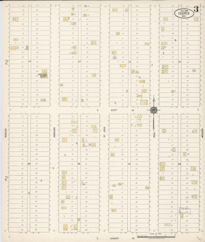 Sanborn Fire Insurance Map from Casper, Natrona County, Wyoming (1918), Sheet #0003 - Complete Map Set gallery image, historic Sanborn map, vintage wall art, Wyoming Wyoming