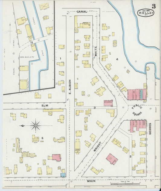 Sanborn Fire Insurance Map from Holley, Orleans County, New York (1892), Sheet #0003 - Historic Sanborn Fire Insurance Map Print, vintage old map wall art, antique decor, genealogy gift, New York New York map