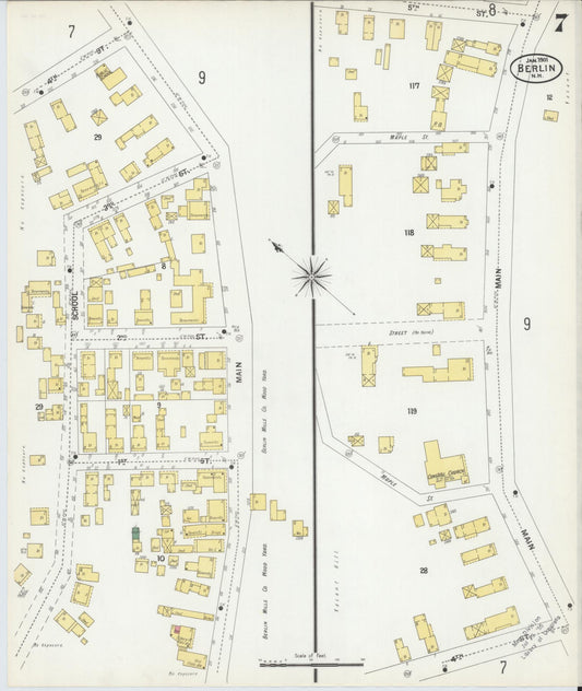 Sanborn Fire Insurance Map from Berlin, Coos County, New Hampshire (1901), Sheet #0007 - Historic Sanborn Fire Insurance Map Print, vintage old map wall art, antique decor, genealogy gift, New Hampshire New Hampshire map
