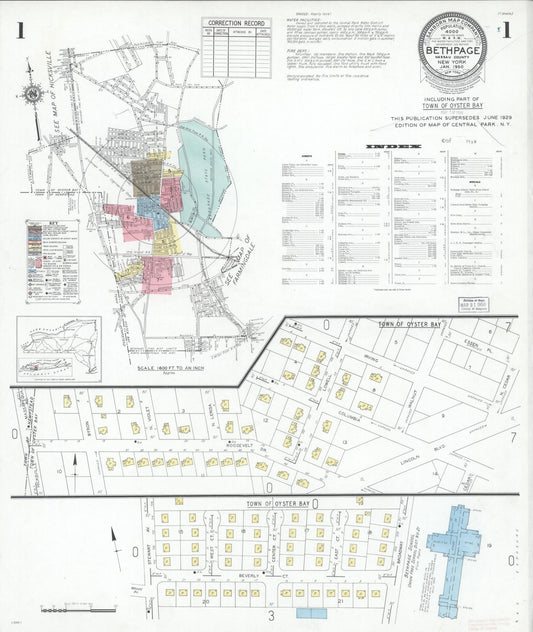 Sanborn Fire Insurance Map from Bethpage, Nassau County, New York (1950), Sheet #0001 - Complete Map Set gallery image, historic Sanborn map, vintage wall art, New York New York