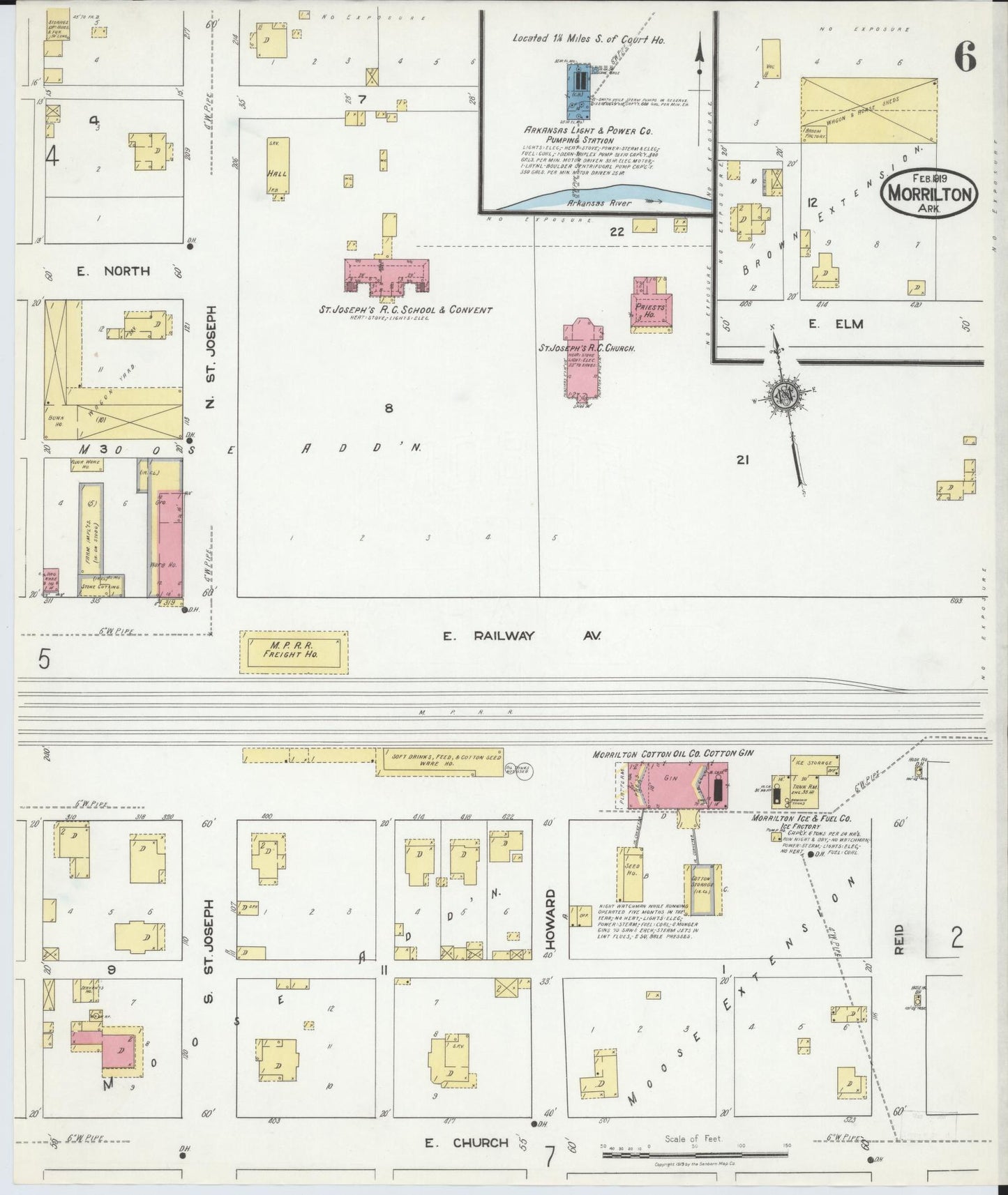 Sanborn Fire Insurance Map from Morrilton, Conway County, Arkansas (1919), Sheet #0006 - Historic Sanborn Fire Insurance Map Print, vintage old map wall art, antique decor, genealogy gift, Arkansas Arkansas map