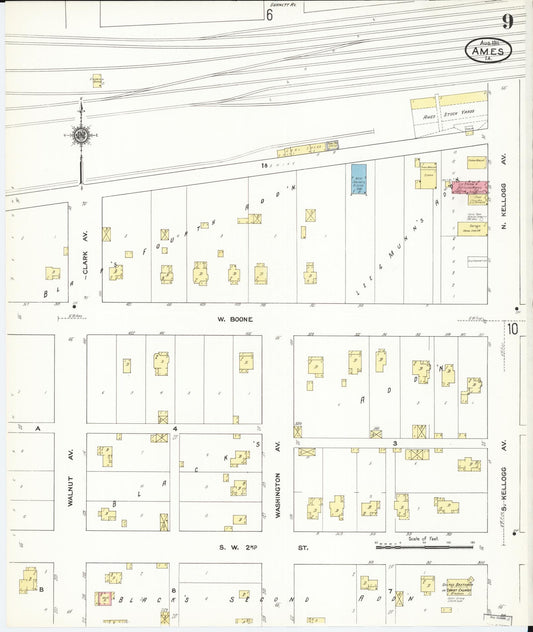 Sanborn Fire Insurance Map from Ames, Story County, Iowa (1911), Sheet #0009 - Historic Sanborn Fire Insurance Map Print, vintage old map wall art