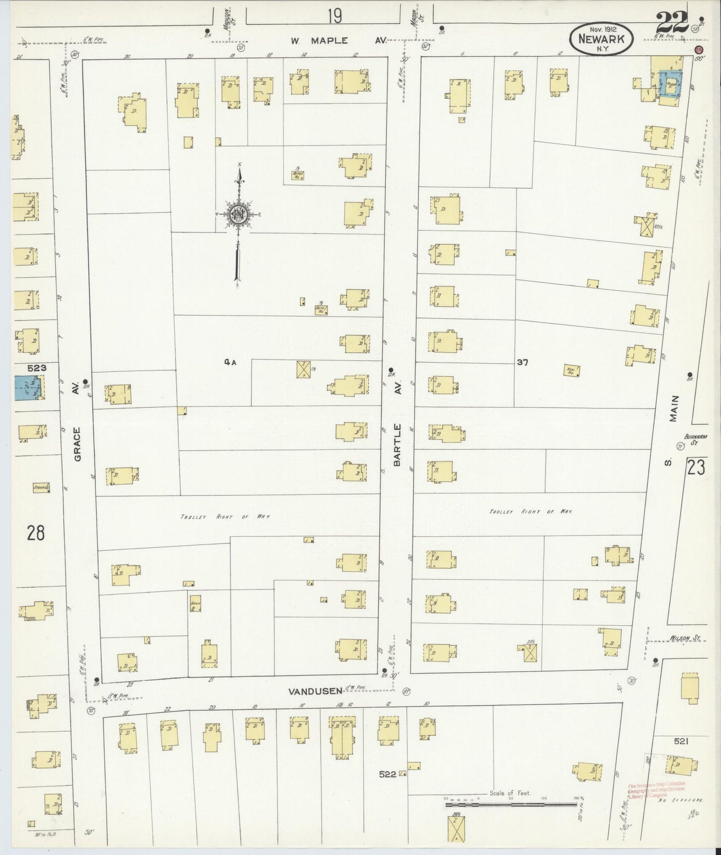 Sanborn Fire Insurance Map from Newark, Wayne County, New York (1912), Sheet #0022 - Complete Map Set gallery image, historic Sanborn map, vintage wall art, New York New York