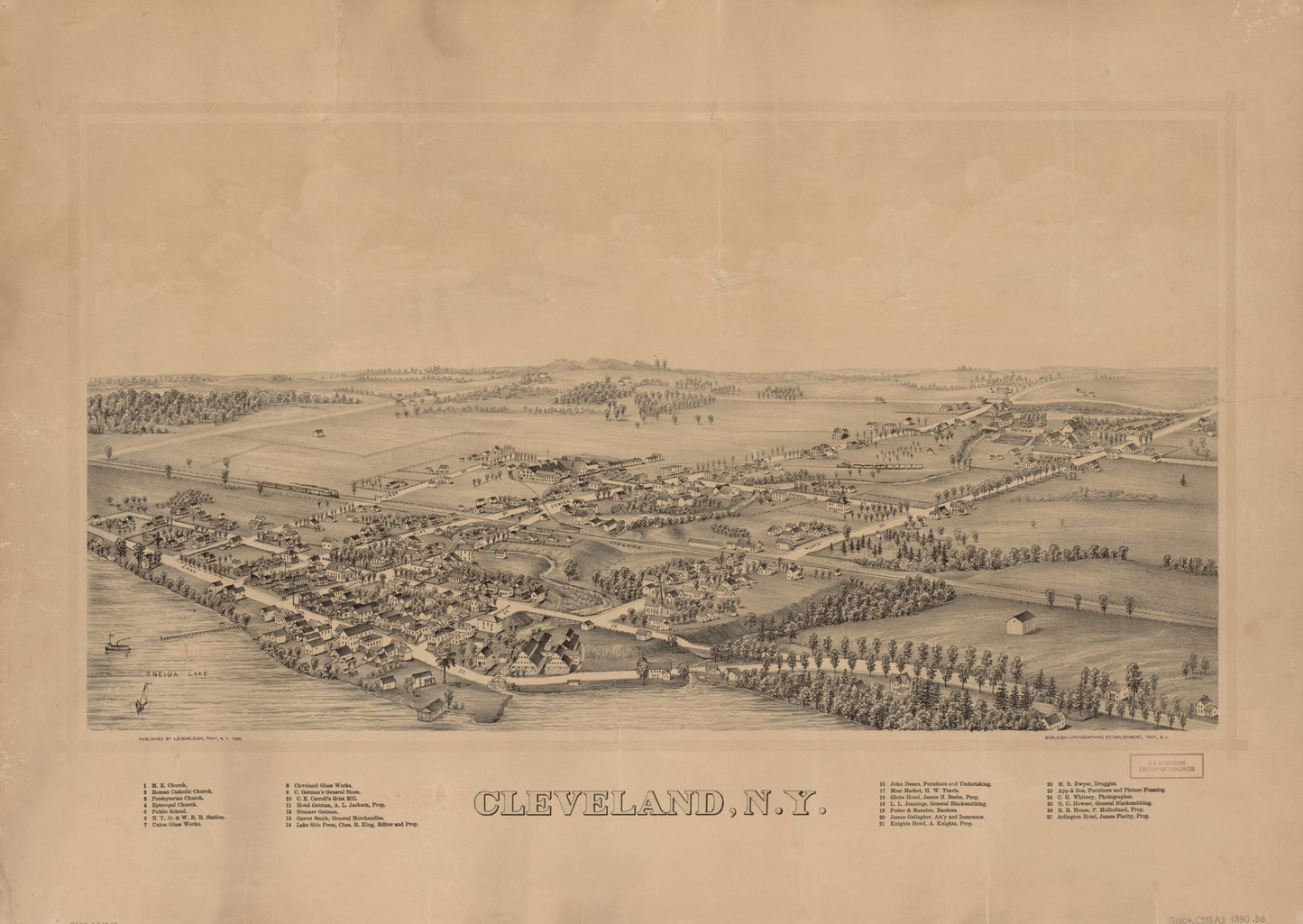 Cleveland, N.Y. (1890) – Historic Bird’s-Eye View Panorama Print