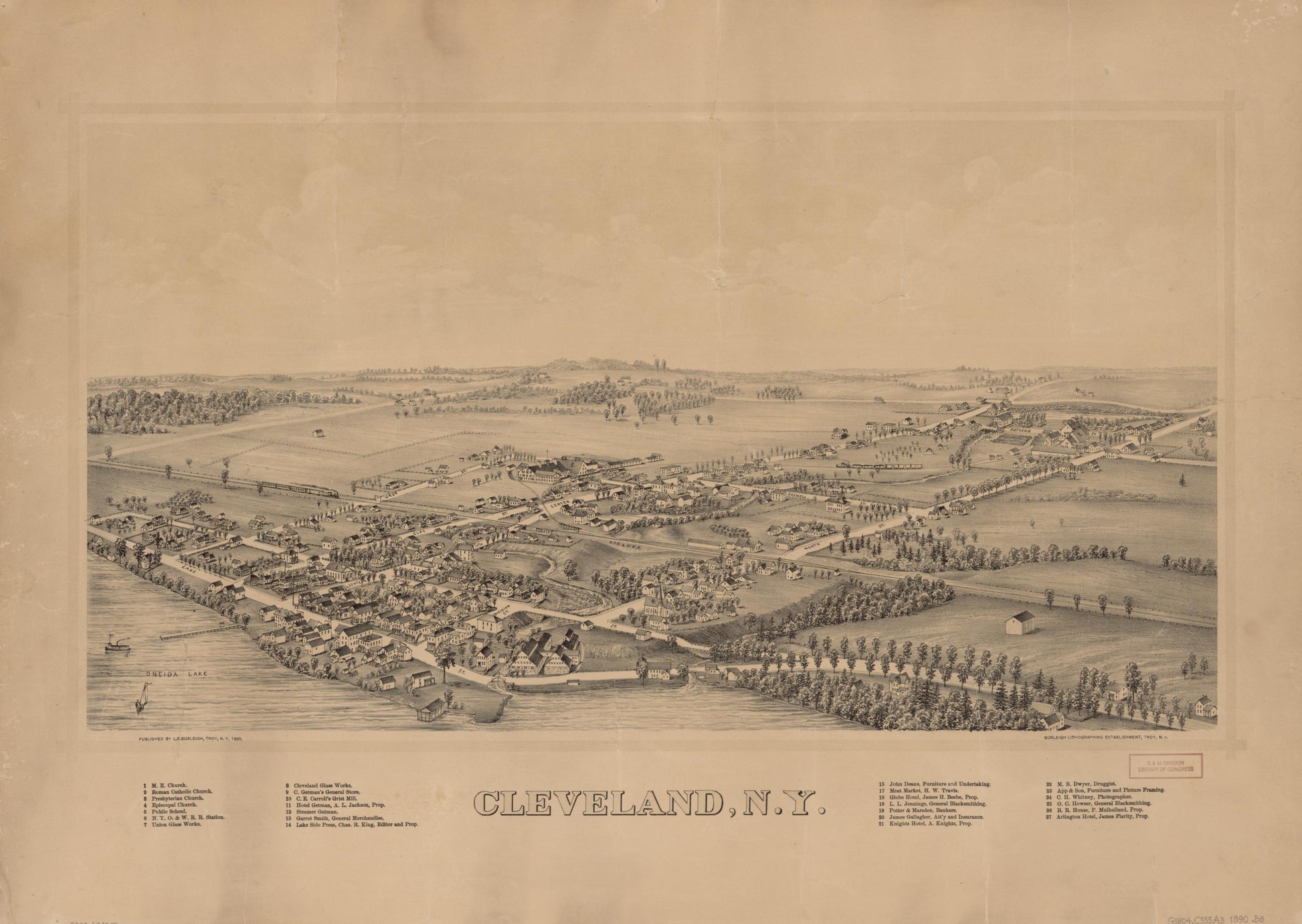 Cleveland, N.Y. (1890) – Historic Bird’s-Eye View Panorama Print