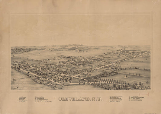 Cleveland, N.Y. (1890) – Historic Bird’s-Eye View Panorama Print