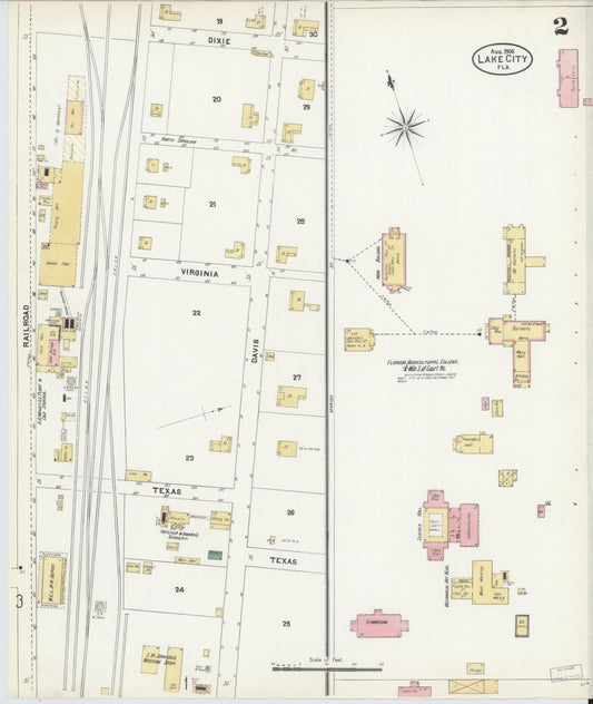 Sanborn Fire Insurance Map from Lake City, Columbia County, Florida (1906), Sheet #0002 - Historic Sanborn Fire Insurance Map Print, vintage old map wall art, antique decor, genealogy gift, Florida Florida map