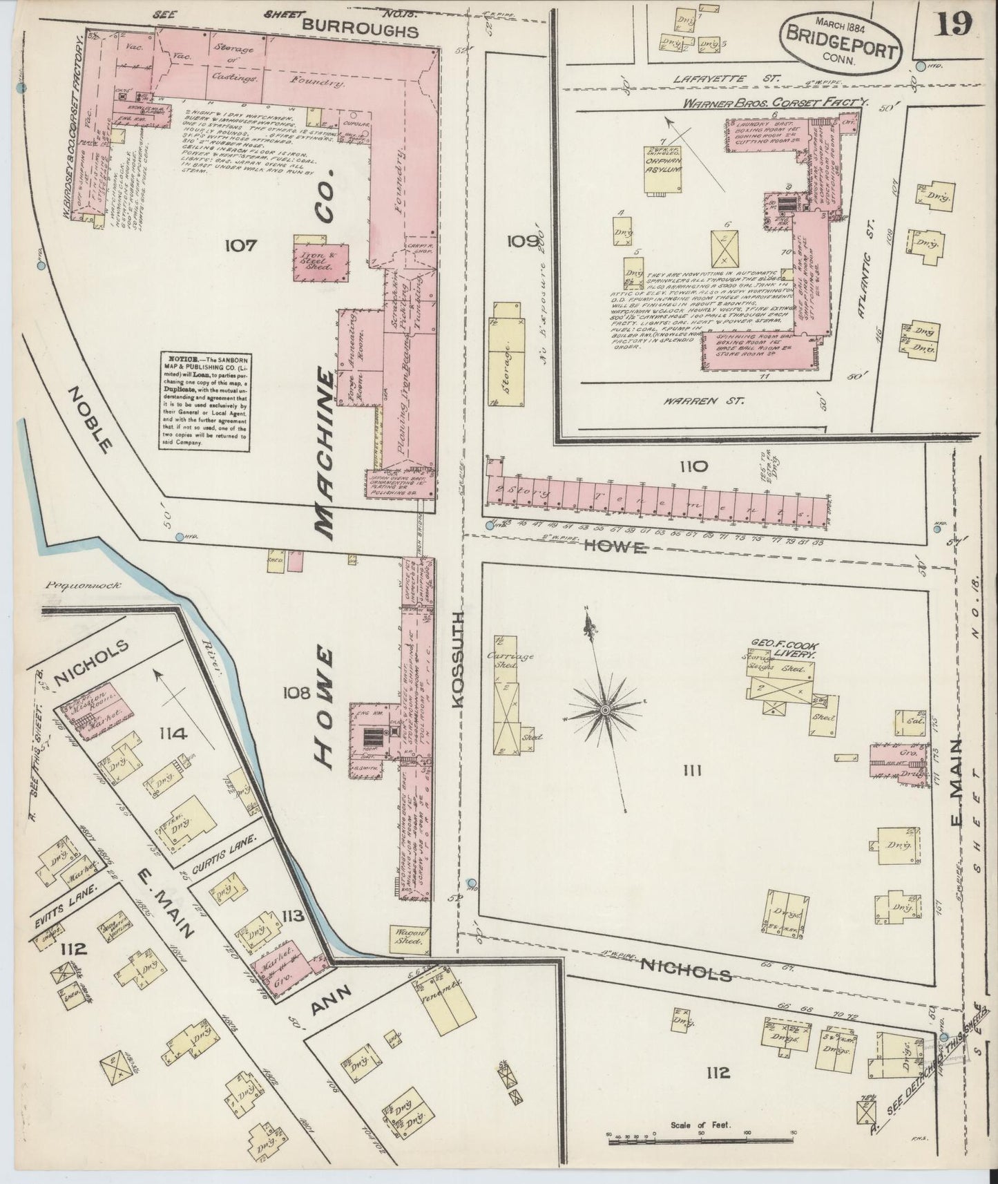 Sanborn Fire Insurance Map from Bridgeport, Fairfield County, Connecticut (1884), Sheet #0019 - Complete Map Set gallery image, historic Sanborn map, vintage wall art, Connecticut Connecticut