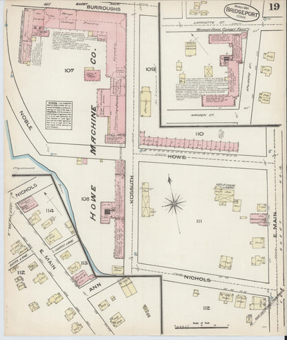 Sanborn Fire Insurance Map from Bridgeport, Fairfield County, Connecticut (1884), Sheet #0019 - Complete Map Set gallery image, historic Sanborn map, vintage wall art, Connecticut Connecticut
