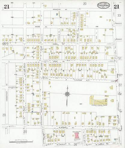 Sanborn Fire Insurance Map from Freeport, Nassau County, New York (1928), Sheet #0021 - Complete Map Set gallery image, historic Sanborn map, vintage wall art, New York New York