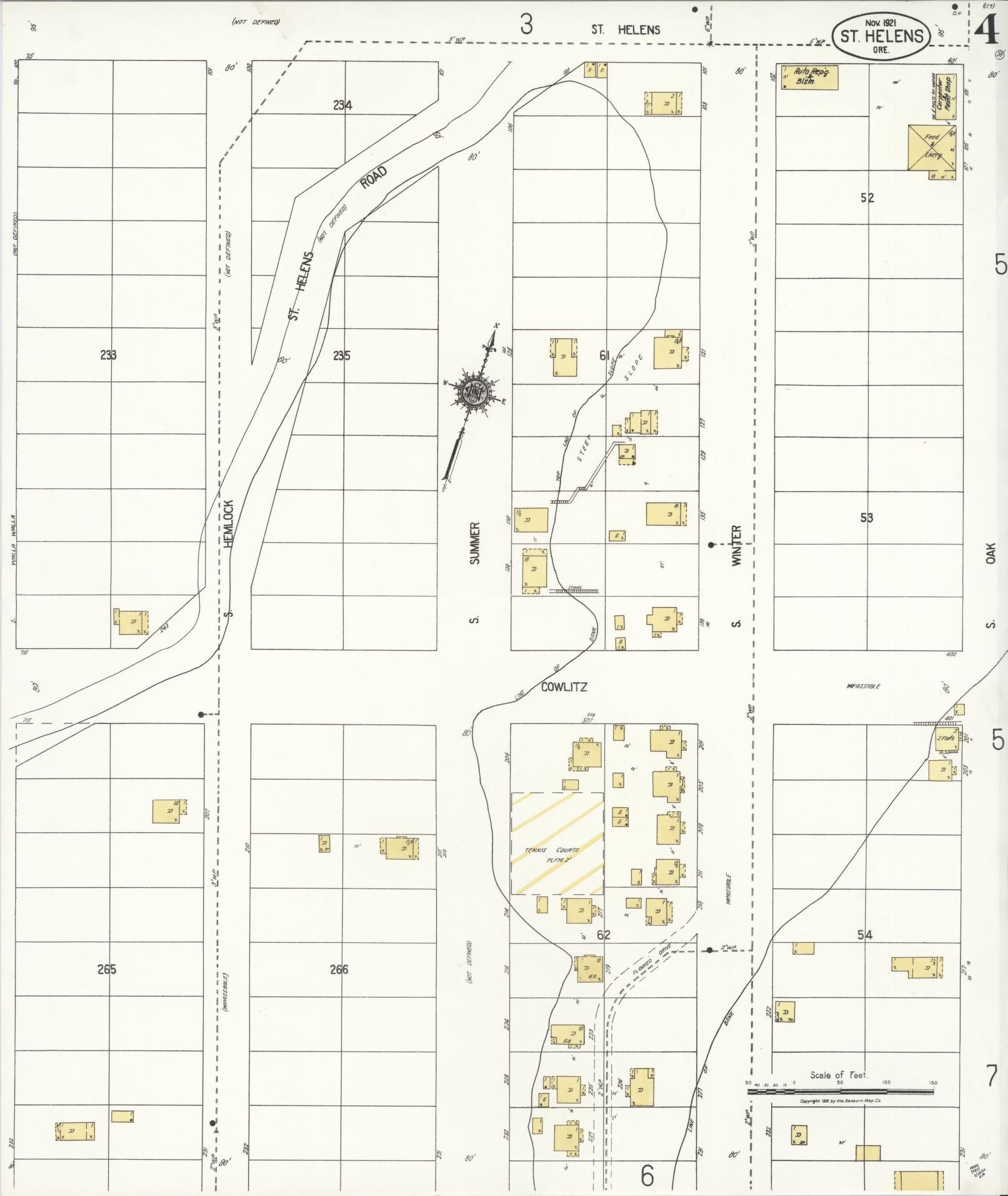 Sanborn Fire Insurance Map from Saint Helens, Columbia County, Oregon (1921), Sheet #0004 - Complete Map Set gallery image, historic Sanborn map, vintage wall art, Oregon Oregon
