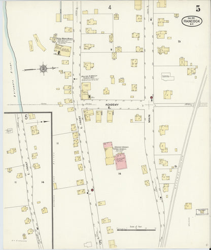 Sanborn Fire Insurance Map from Hancock, Delaware County, New York (1911), Sheet #0005 - Complete Map Set gallery image, historic Sanborn map, vintage wall art, New York New York