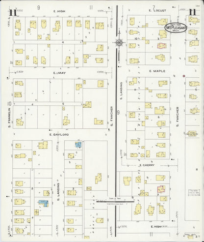Sanborn Fire Insurance Map from Mount Pleasant, Isabella County, Michigan (1924), Sheet #0011 - Complete Map Set gallery image, historic Sanborn map, vintage wall art, Michigan Michigan
