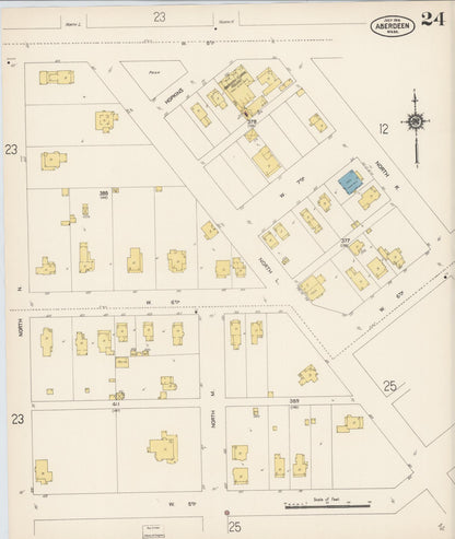 Sanborn Fire Insurance Map from Aberdeen, Grays Harbor County, Washington (1914), Sheet #0024 - Complete Map Set gallery image, historic Sanborn map, vintage wall art, Washington Washington