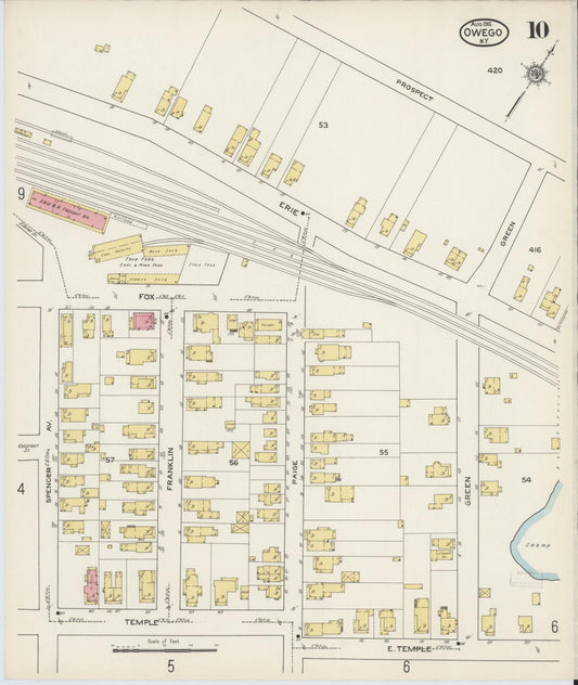 Sanborn Fire Insurance Map from Owego, Tioga County, New York (1915), Sheet #0010 - Historic Sanborn Fire Insurance Map Print, vintage old map wall art, antique decor, genealogy gift, New York New York map