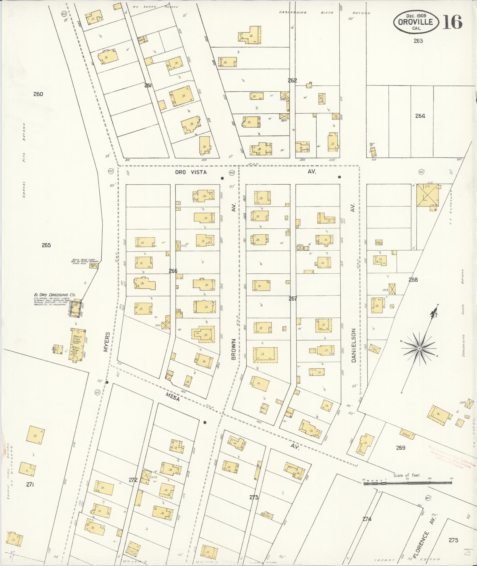 Sanborn Fire Insurance Map from Oroville, Butte County, California (1909), Sheet #0016 - Complete Map Set gallery image, historic Sanborn map, vintage wall art, California California
