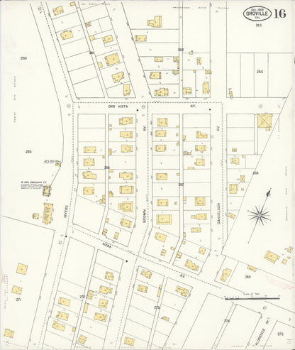 Sanborn Fire Insurance Map from Oroville, Butte County, California (1909), Sheet #0016 - Complete Map Set gallery image, historic Sanborn map, vintage wall art, California California