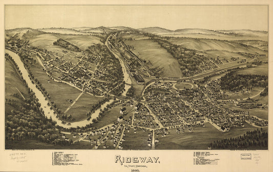 Ridgway, Elk County, Pennsylvania, 1895. (1895) – Historic Bird’s-Eye View Panorama Print