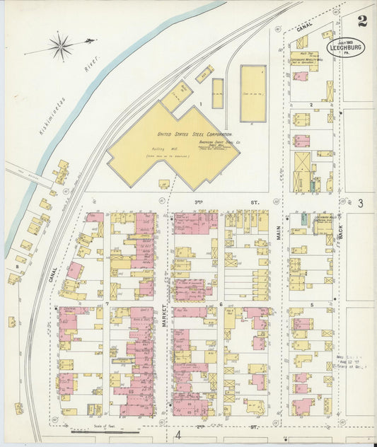 Sanborn Fire Insurance Map from Leechburg, Armstrong County, Pennsylvania (1903), Sheet #0002 - Historic Sanborn Fire Insurance Map Print, vintage old map wall art, antique decor, genealogy gift, Pennsylvania Pennsylvania map