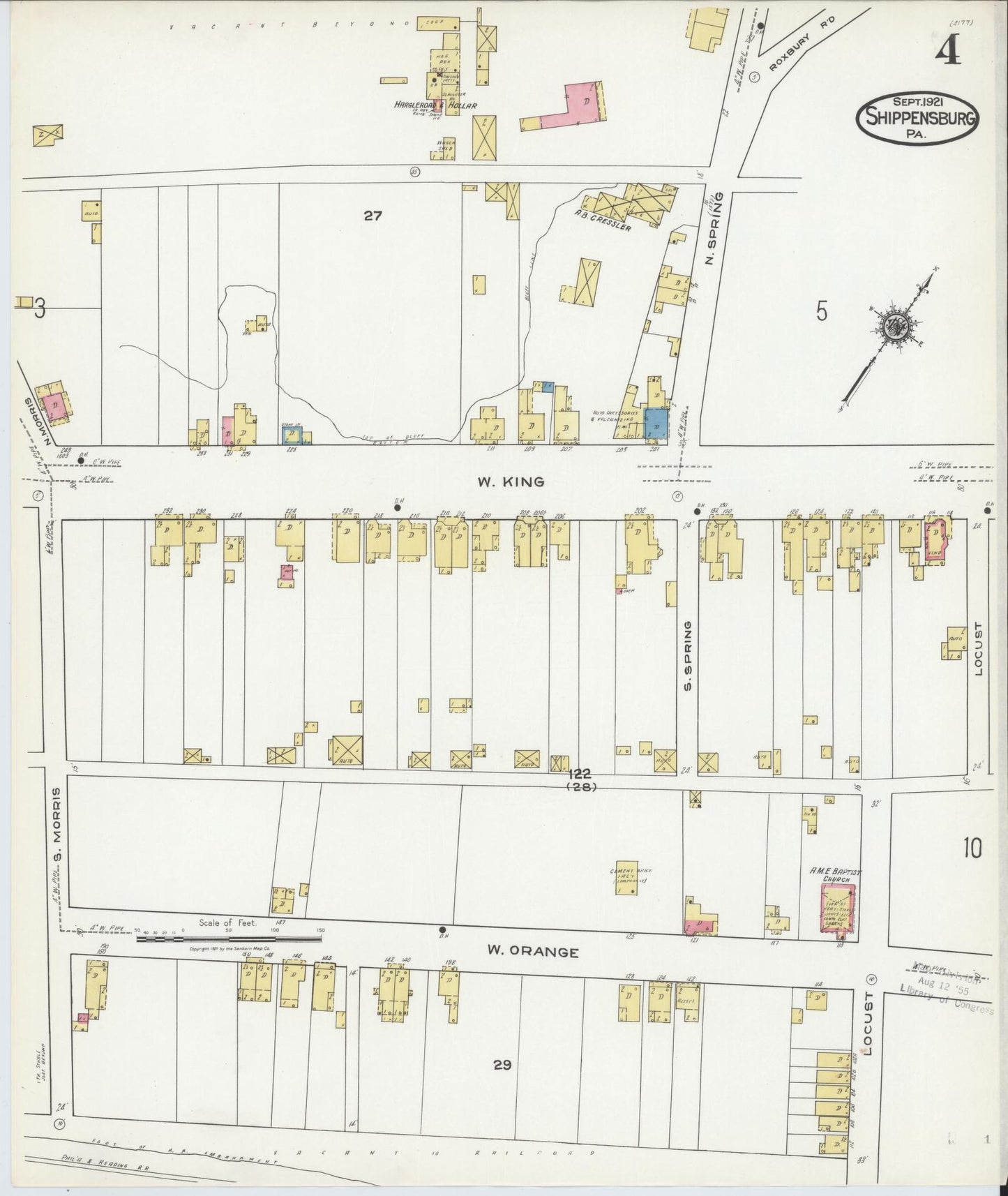 Sanborn Fire Insurance Map from Shippensburg, Cumberland And Franklin Counties, Pennsylvania (1921), Sheet #0004 - Complete Map Set gallery image, historic Sanborn map, vintage wall art, Counties Pennsylvania