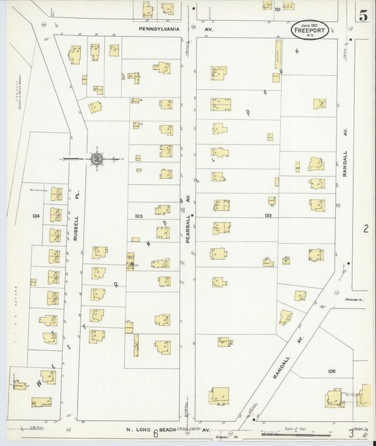 Sanborn Fire Insurance Map from Freeport, Nassau County, New York (1910), Sheet #0005 - Historic Sanborn Fire Insurance Map Print, vintage old map wall art, antique decor, genealogy gift, New York New York map