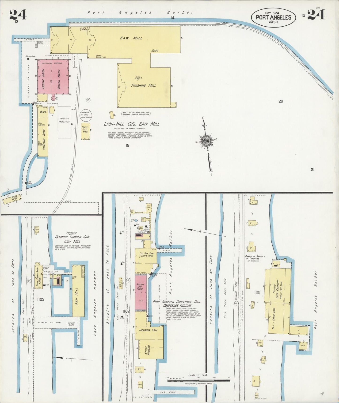 Sanborn Fire Insurance Map from Port Angeles, Clallam County, Washington (1924), Sheet #0024 - Complete Map Set gallery image, historic Sanborn map, vintage wall art, Washington Washington