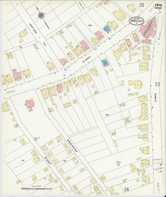 Sanborn Fire Insurance Map from Danville, Independent Cities, Virginia (1910), Sheet #0022 - Historic Sanborn Fire Insurance Map Print, vintage old map wall art, antique decor, genealogy gift, Virginia Virginia map