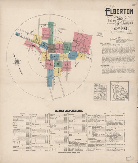 Sanborn Fire Insurance Map from Elberton, Elbert County, Georgia (1922), Sheet #0001 - Complete Map Set gallery image, historic Sanborn map, vintage wall art, Georgia Georgia