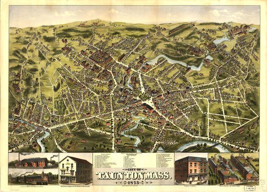 City of Taunton, Mass. 1875. (1875) – Historic Bird’s-Eye View Panorama Print