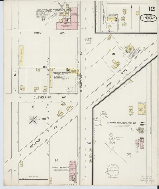 Sanborn Fire Insurance Map from Findlay, Hancock County, Ohio (1887), Sheet #0012 - Historic Sanborn Fire Insurance Map Print, vintage old map wall art, antique decor, genealogy gift, Ohio Ohio map