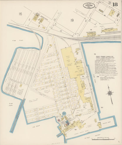 Sanborn Fire Insurance Map from Hoquiam, Grays Harbor County, Washington (1916), Sheet #0018 - Complete Map Set gallery image, historic Sanborn map, vintage wall art, Washington Washington