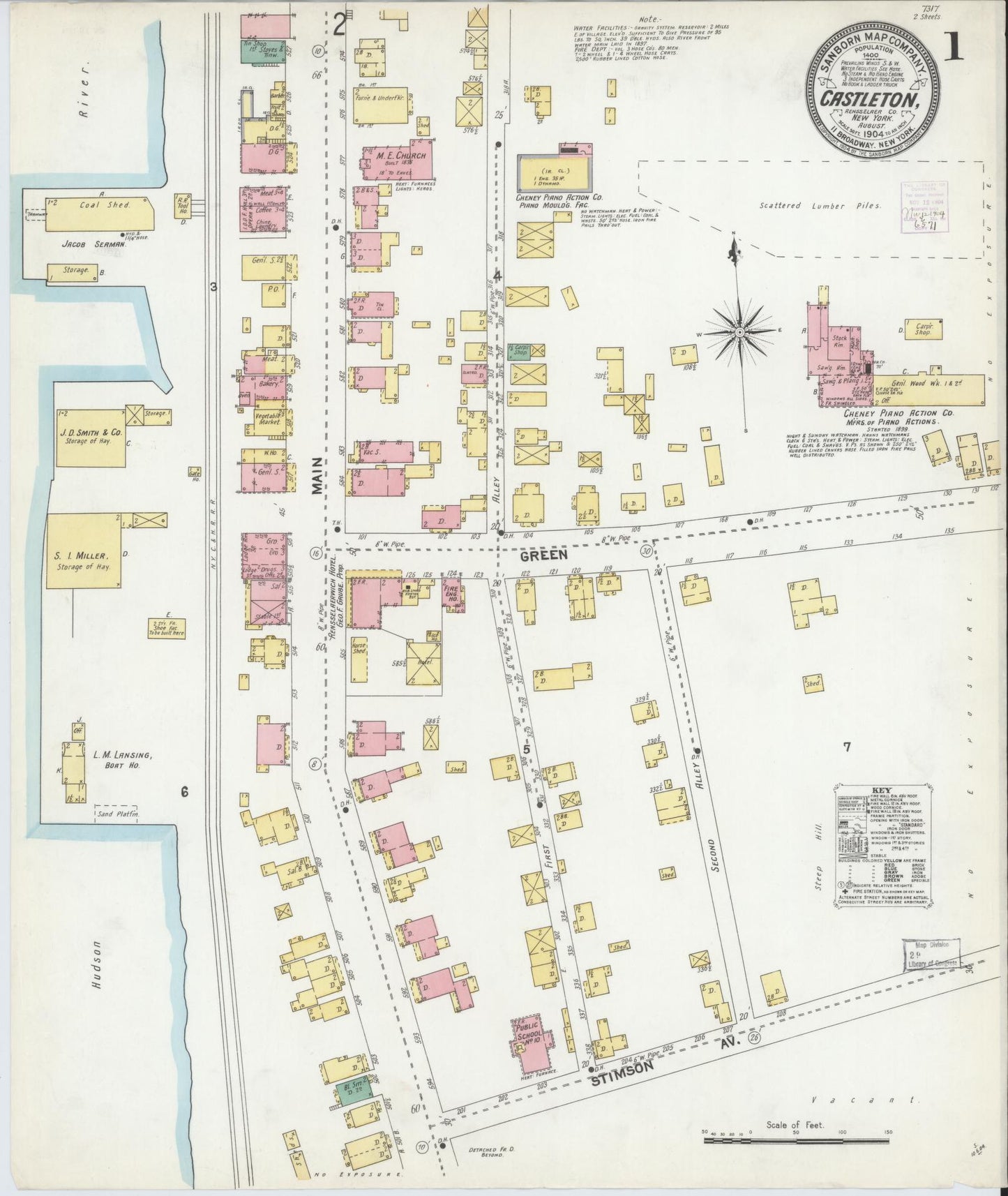 Sanborn Fire Insurance Map from Castleton On Hudson, Rensselaer County, New York. (1904) – Historic Sanborn Fire Insurance Map Print