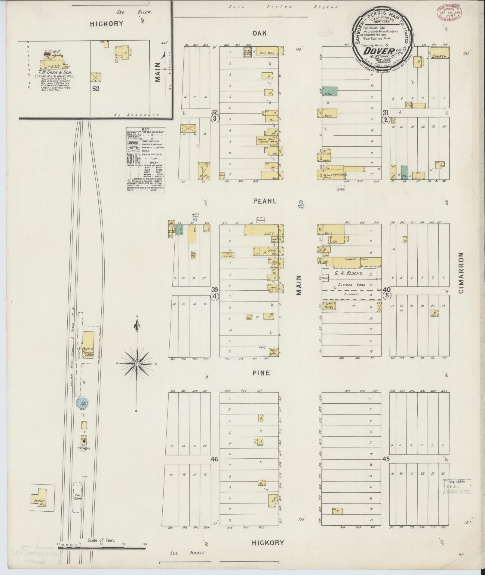Sanborn Fire Insurance Map from Dover, Kingfisher County, Oklahoma (1895), Sheet #0001 - Historic Sanborn Fire Insurance Map Print, vintage old map wall art, antique decor, genealogy gift, Oklahoma Oklahoma map