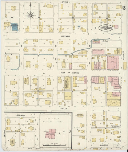 Sanborn Fire Insurance Map from Farmland, Randolph County, Indiana (1907), Sheet #0002 - Historic Sanborn Fire Insurance Map Print, vintage old map wall art, antique decor, genealogy gift, Indiana Indiana map