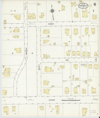 Sanborn Fire Insurance Map from Fort Valley, Peach County, Georgia (1911), Sheet #0006 - Complete Map Set gallery image, historic Sanborn map, vintage wall art, Georgia Georgia