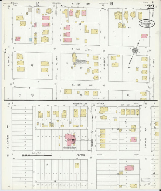 Sanborn Fire Insurance Map from Trinidad, Las Animas County, Colorado (1912), Sheet #0022 - Historic Sanborn Fire Insurance Map Print, vintage old map wall art, antique decor, genealogy gift, Colorado Colorado map