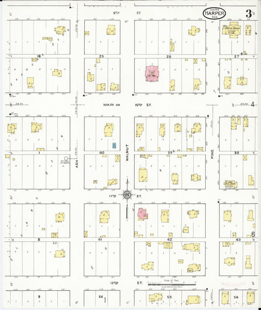 Sanborn Fire Insurance Map from Harper, Harper County, Kansas (1918), Sheet #0003 - Historic Sanborn Fire Insurance Map Print, vintage old map wall art, antique decor, genealogy gift, Kansas Kansas map