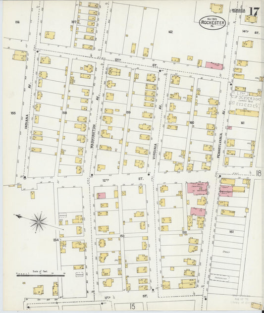 Sanborn Fire Insurance Map from Rochester, Beaver County, Pennsylvania (1903), Sheet #0017 - Historic Sanborn Fire Insurance Map Print, vintage old map wall art, antique decor, genealogy gift, Pennsylvania Pennsylvania map