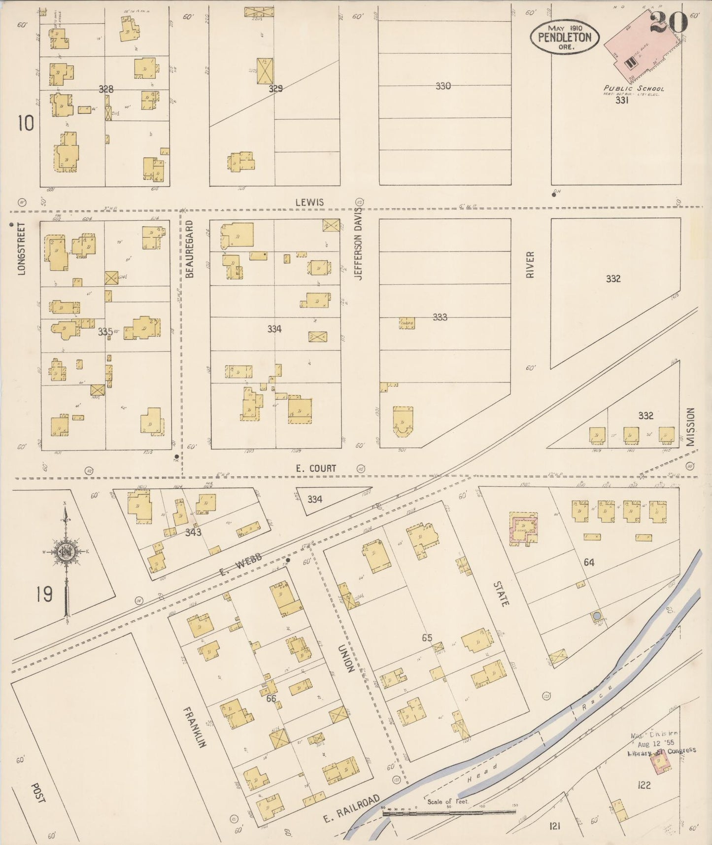 Sanborn Fire Insurance Map from Pendleton, Umatilla County, Oregon (1910), Sheet #0020 - Historic Sanborn Fire Insurance Map Print, vintage old map wall art, antique decor, genealogy gift, Oregon Oregon map