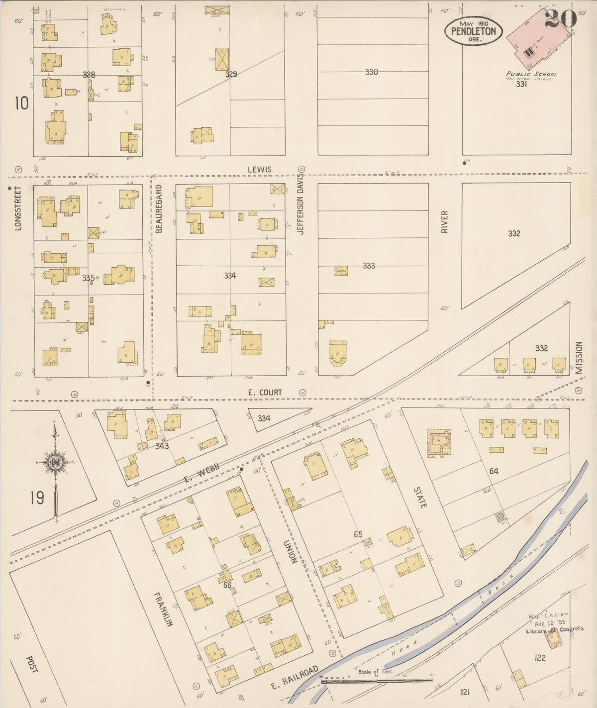 Sanborn Fire Insurance Map from Pendleton, Umatilla County, Oregon (1910), Sheet #0020 - Historic Sanborn Fire Insurance Map Print, vintage old map wall art, antique decor, genealogy gift, Oregon Oregon map