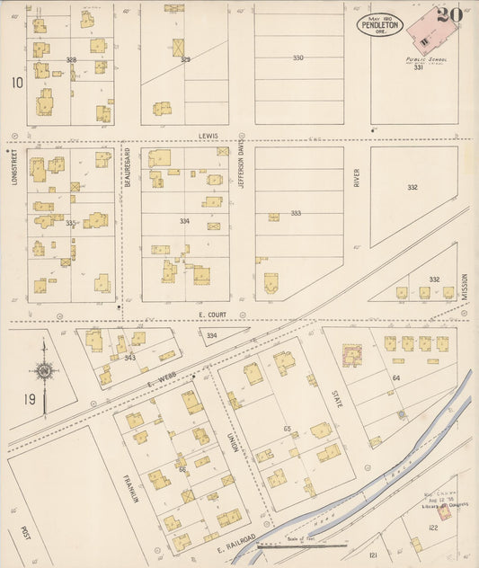 Sanborn Fire Insurance Map from Pendleton, Umatilla County, Oregon (1910), Sheet #0020 - Historic Sanborn Fire Insurance Map Print, vintage old map wall art, antique decor, genealogy gift, Oregon Oregon map