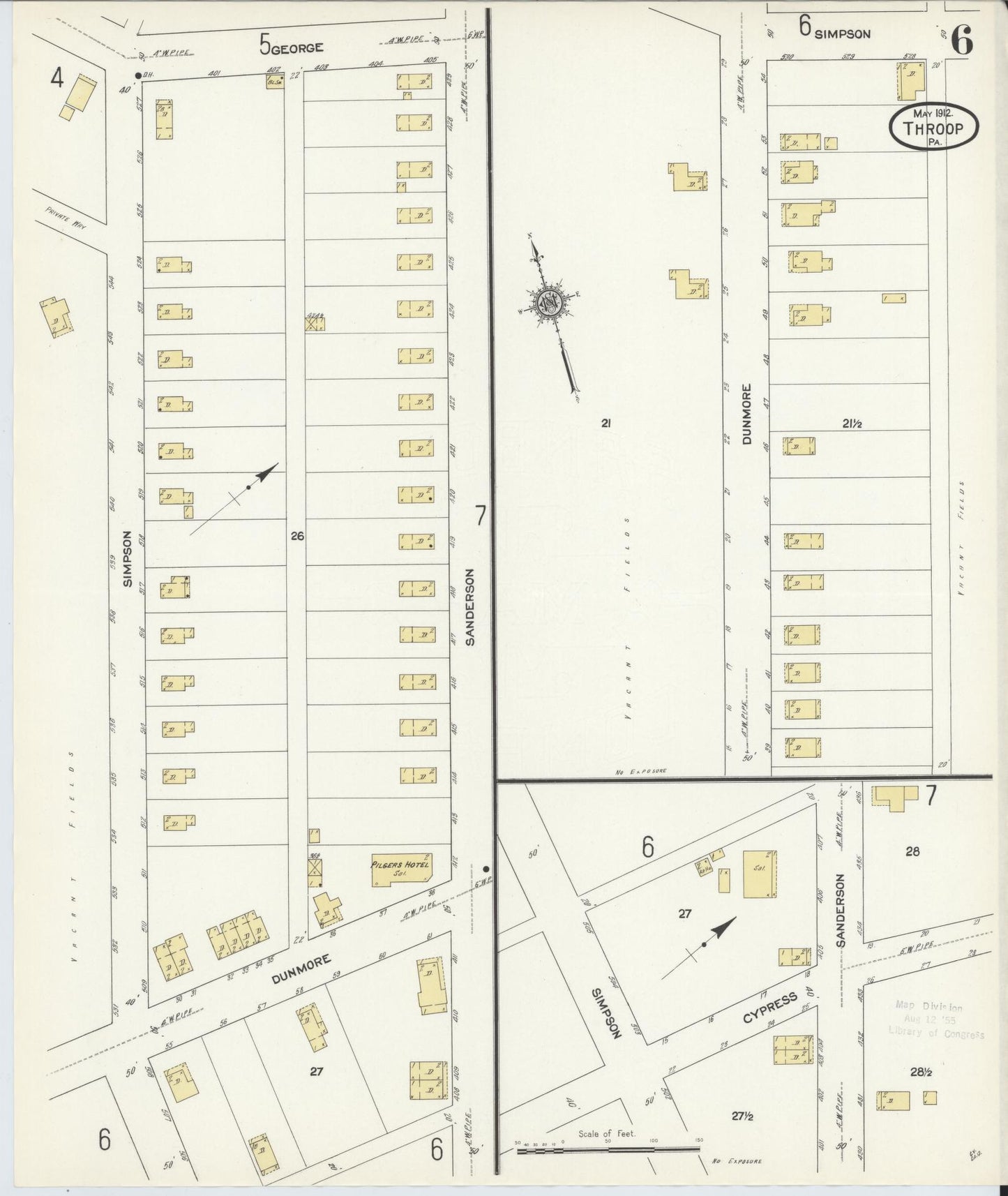 Sanborn Fire Insurance Map from Throop, Lackawanna County, Pennsylvania (1912), Sheet #0006 - Complete Map Set gallery image, historic Sanborn map, vintage wall art, Pennsylvania Pennsylvania