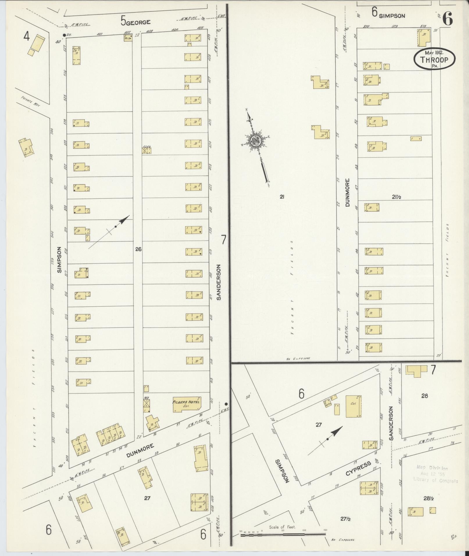 Sanborn Fire Insurance Map from Throop, Lackawanna County, Pennsylvania (1912), Sheet #0006 - Complete Map Set gallery image, historic Sanborn map, vintage wall art, Pennsylvania Pennsylvania