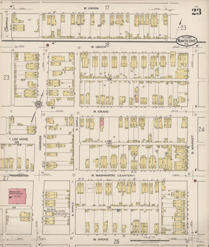 Sanborn Fire Insurance Map from Nanticoke, Luzerne County, Pennsylvania (1920), Sheet #0023 - Complete Map Set gallery image, historic Sanborn map, vintage wall art, Pennsylvania Pennsylvania