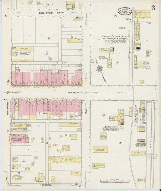 Sanborn Fire Insurance Map from Caddo, Bryan County, Oklahoma (1915), Sheet #0003 - Historic Sanborn Fire Insurance Map Print, vintage old map wall art, antique decor, genealogy gift, Oklahoma Oklahoma map